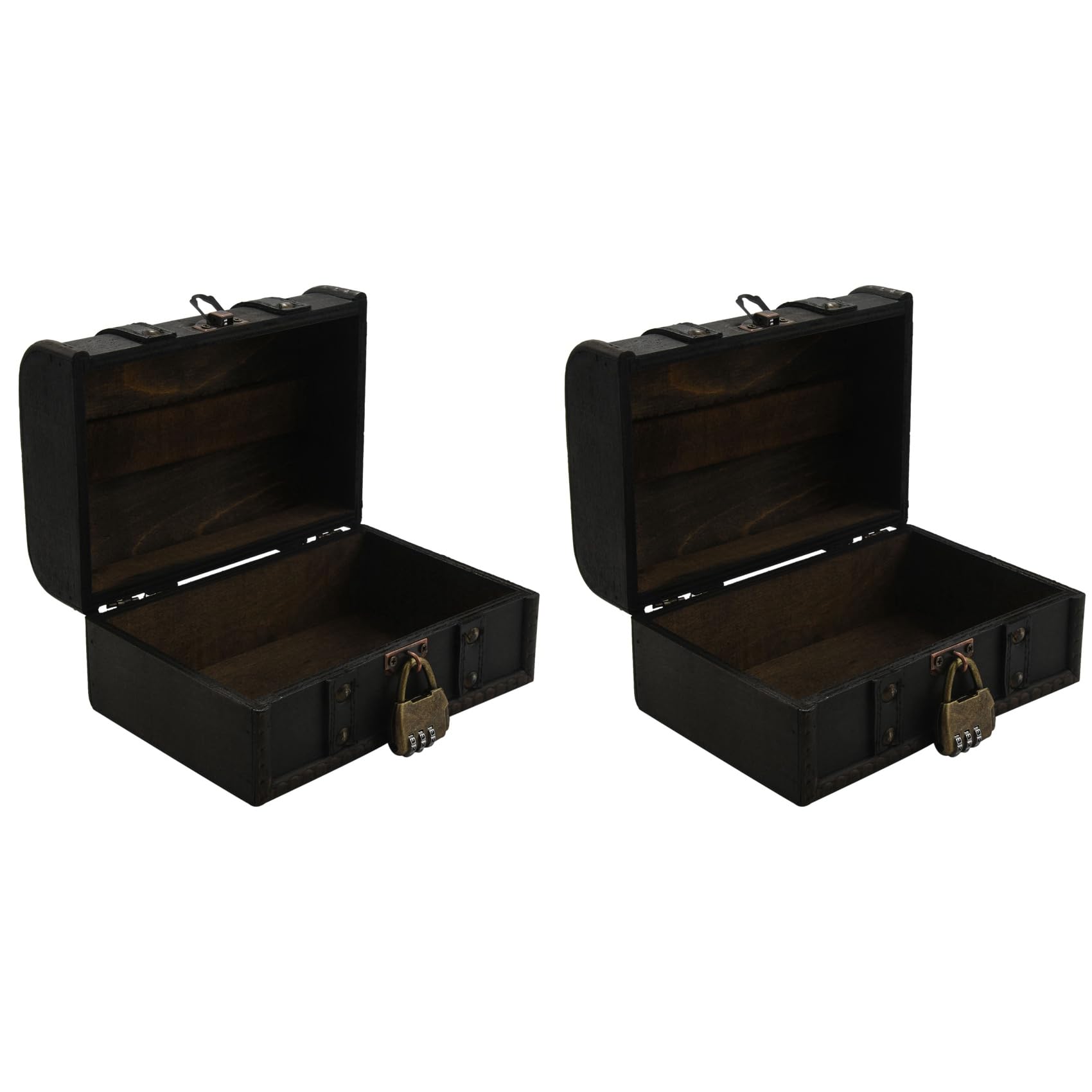Hndhbfgrt 2X Retro Treasure Chest Vintage Wooden Storage Box Antique Style Jewelry Organizer for Wardrobe Jewelry Box Trinket Box