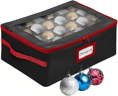 HOLDN' STORAGE Caja de almacenamiento para adornos de Navidad debajo de la cama con divisores, conveniente y duradero, 2 bandejas extraíbles