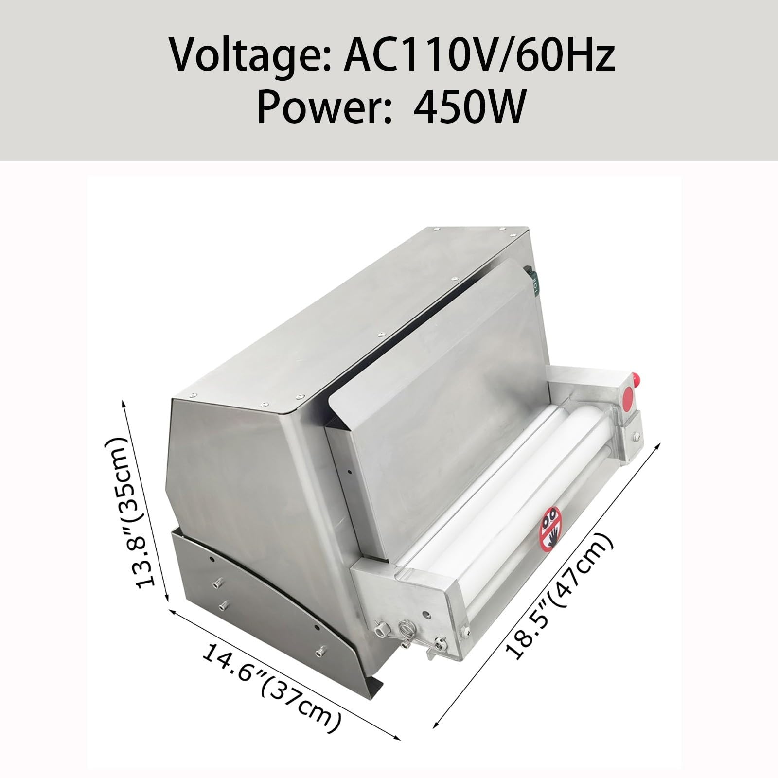 BEILOCKERY 110V 450W Single Roll Automatic Pizza Dough Press Machine, 3-12” Electric Pastry Press Making Machine?DR-5V Stainless Steel Commercial Dough Sheeter
