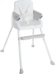 Cadeira De Alimentação Bebê Portátil 3 em1 Segura Apoio para Pés Ajustável Cinto 5 Pontos Capa Removível (CINZA)
