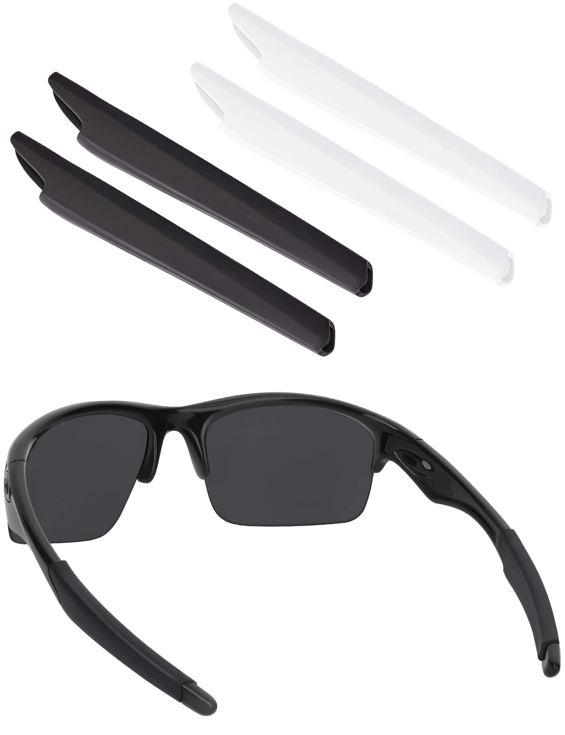 BLAZERBUCK Replacement Temple Sleeves Ear Socks for Oakley Bottle Rocket OO9164 Sunglass - Black + White