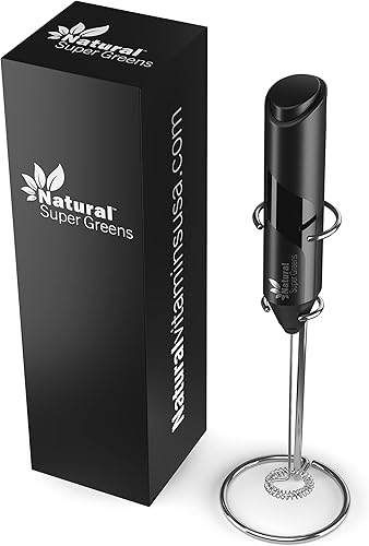 Miniatura 4 de Natural Vitamins Mezclador de mano de alta potencia  Mezclador de bebidas de acero inoxidable a pilas  Espuma y espumador con soporte para súper