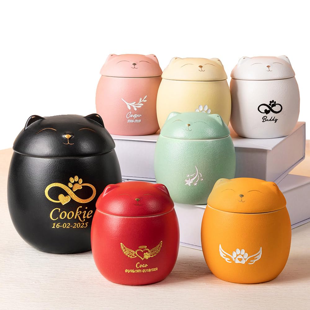 Custom Name Date Small Pet Cremation Urn for Dog Cat Ashes, Personalised Symbol Mini Dog Urns for Ashes, Pets Ashes Keepsake Memorial Gift, Cat Urn