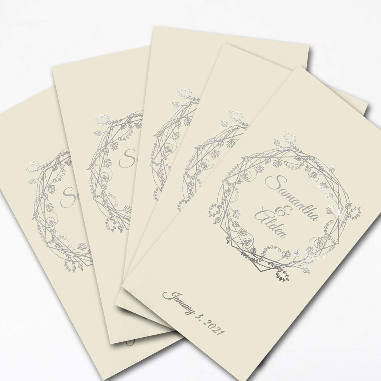 Vine Wreath Custom Guest Towel / 100 Ivory 3 Ply Paper Uncoined Disposable Towels With Choice Of Foil / 4 1/4" x 7 3/4" Folded Ecru Personalized Wedding Napkins/Made In The USA