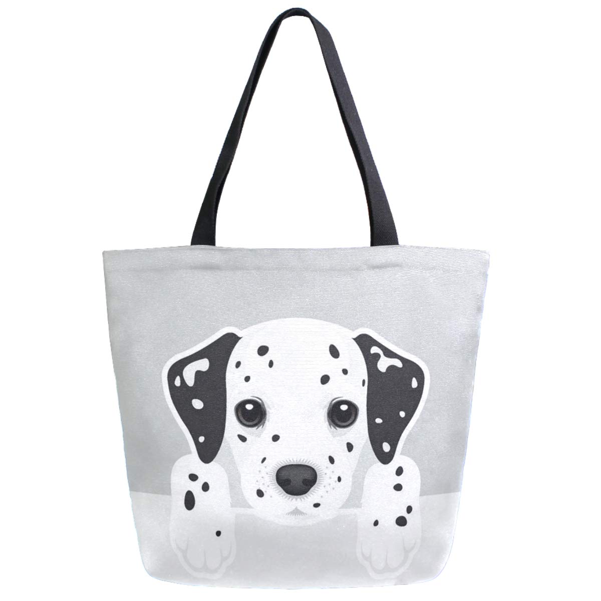 ZzWwR Cute Cartoon Dalmatian Dog Extra Large Canvas Shoulder Tote Top Storage Handle Bag for Gym Beach Weekender Travel Shopping