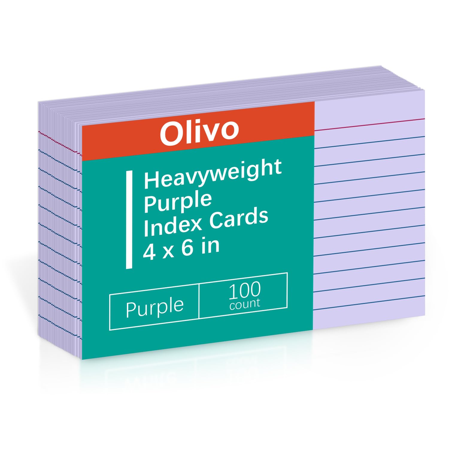 Purple Index Cards 4x6 Lined Ruled Flash Note Cards 100 Count, 220 GSM Heavy Weight
