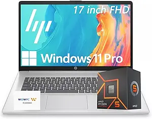 HP 17 Business Laptop 2025/2026 Edition, 17.3" FHD IPS Display, AMD 7000 Series Ryzen Processor (Beats Intel i7-1355U), Copilot Key, 64GB RAM, 2TB SSD, HDMI, Wi-Fi 6, Windows 11 Pro, WOWPC USB