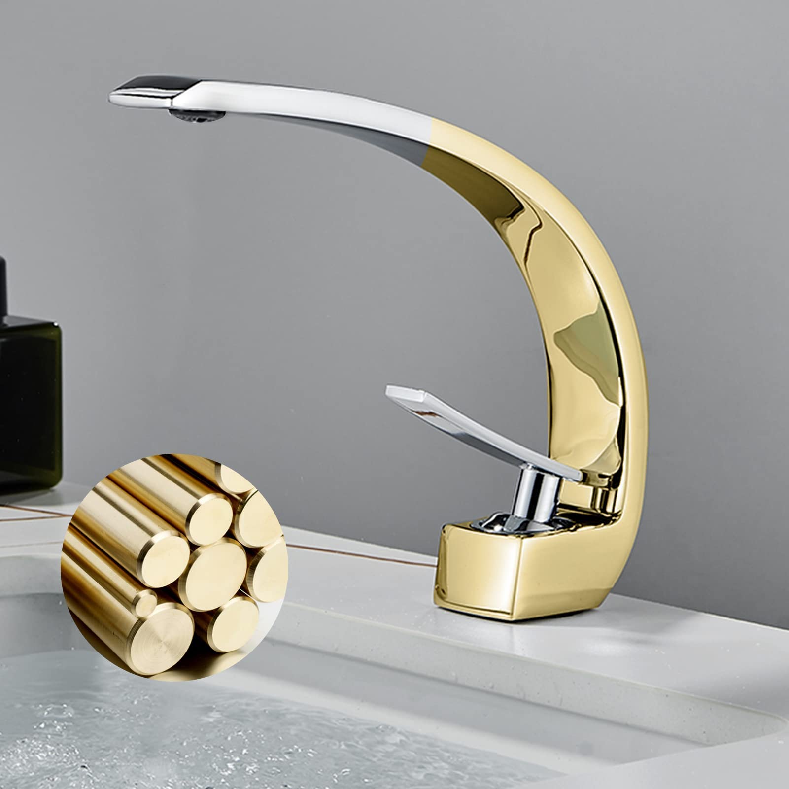 Trintion Waschtischarmatur Wasserhahn Bad Waschbecken Armaturen Edelstahl Chrom Messing Kaltes und Heißes Einstellbar Mischbatterie Wasserfall Einhandmischer Armatur Badarmatur für Badezimmer