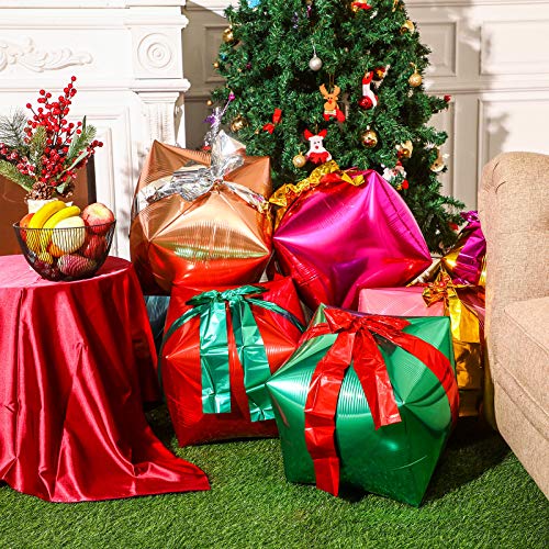 Skylety 8 Pieces Christmas Square Shaped Foil Balloons Gift Box Cube Aluminum Foil Balloon for Happy Xmas Birthday Party Decoration, 24 Inch (Multicolor) - Image 5