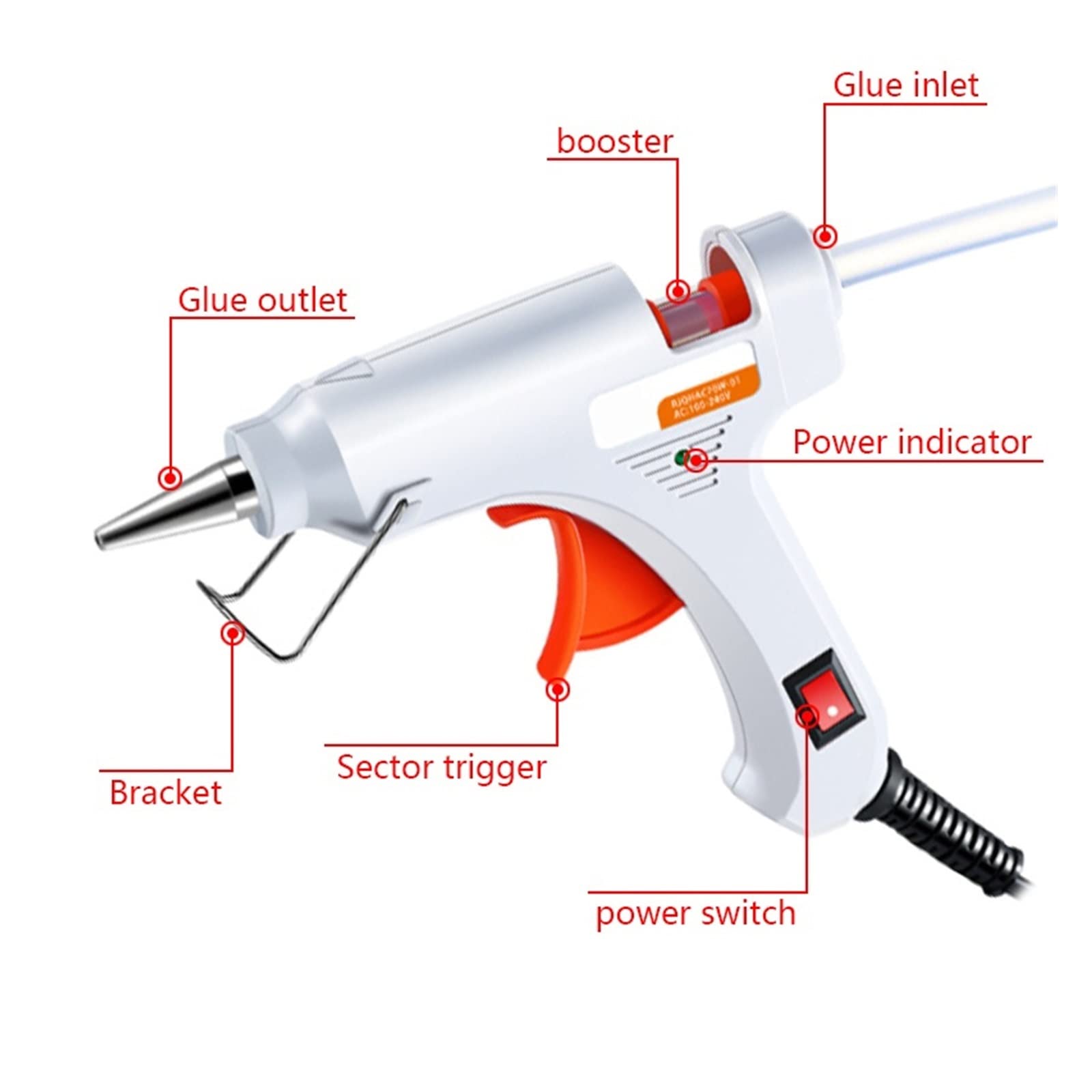 Pistolet do klejenia na gorąco 40 W z przełącznikiem, szybkie nagrzewanie, elektryczne narzędzie samoprzylepne do patyczków 7 mm, mini naprawa przemysłowa, regulowana temperatura, łatwe użycie
