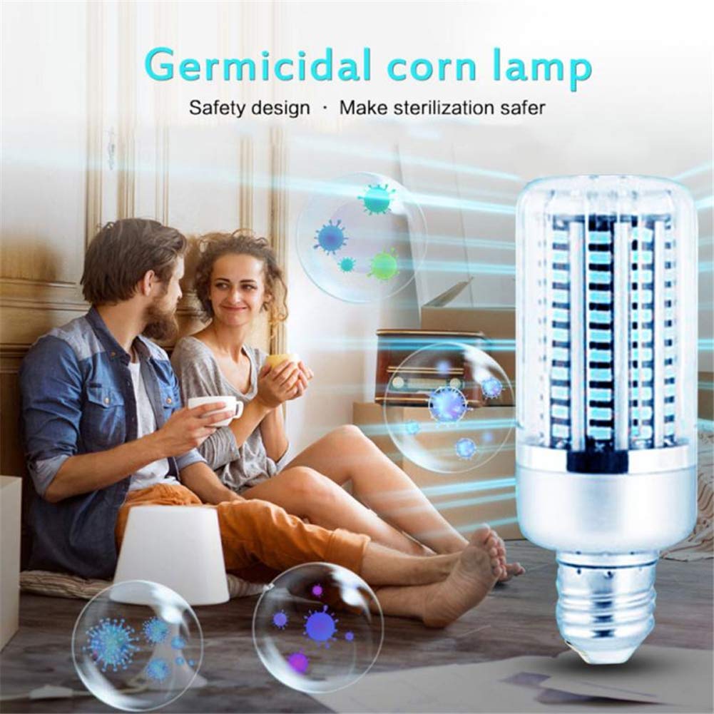 40W UV Esterilizador Lámpara, filtro de 130 granos de la lámpara LED E27 Bombillas maíz portátil lámparas ultravioleta UVC accesorio ligero de aire para el hogar Animales,Lamp + Remote Control