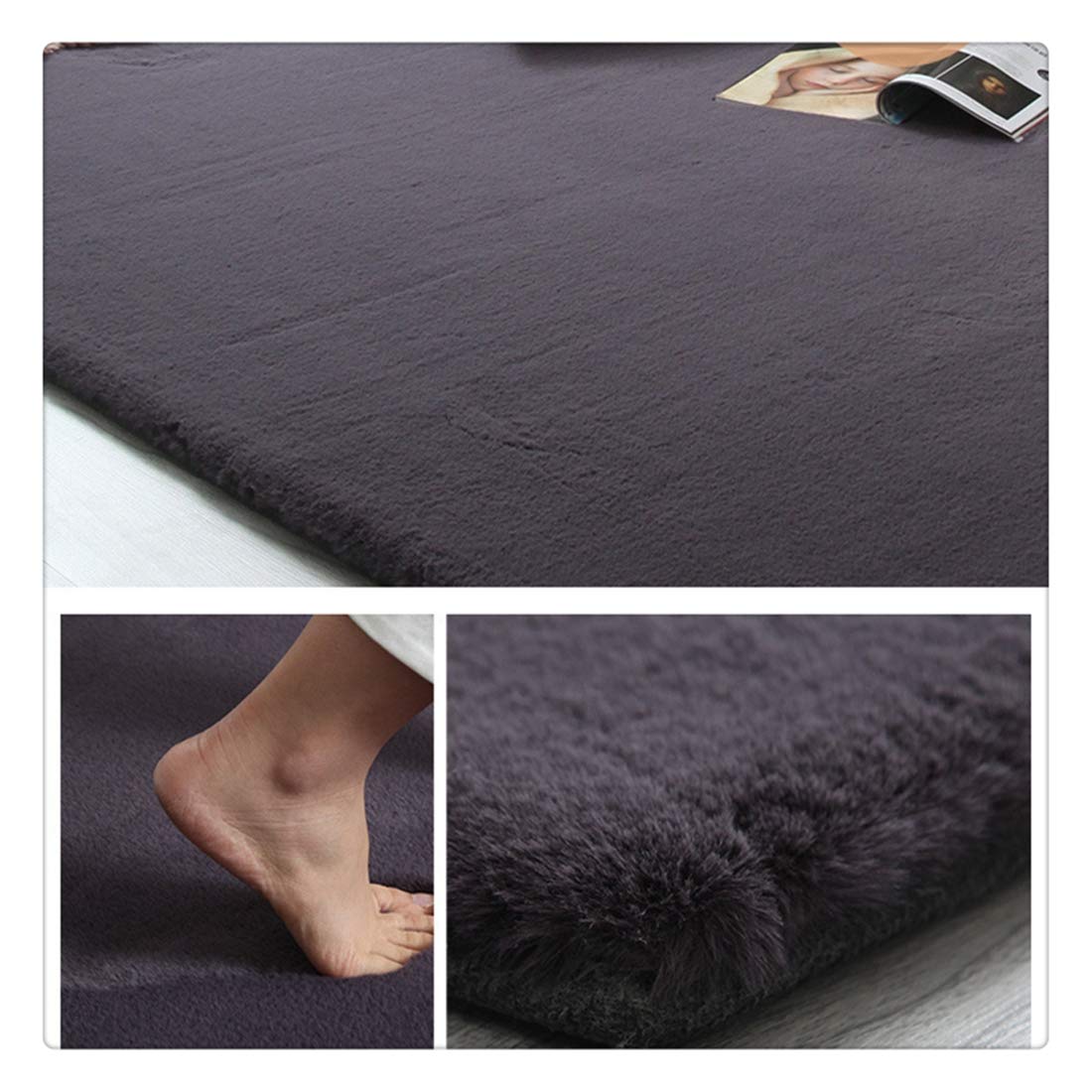Soft Plush High Pile Rugs Simple Style Modern Shaggy Motley Tie-dye Carpet Bedroom Mat Light Grey,black,90 * 180cm