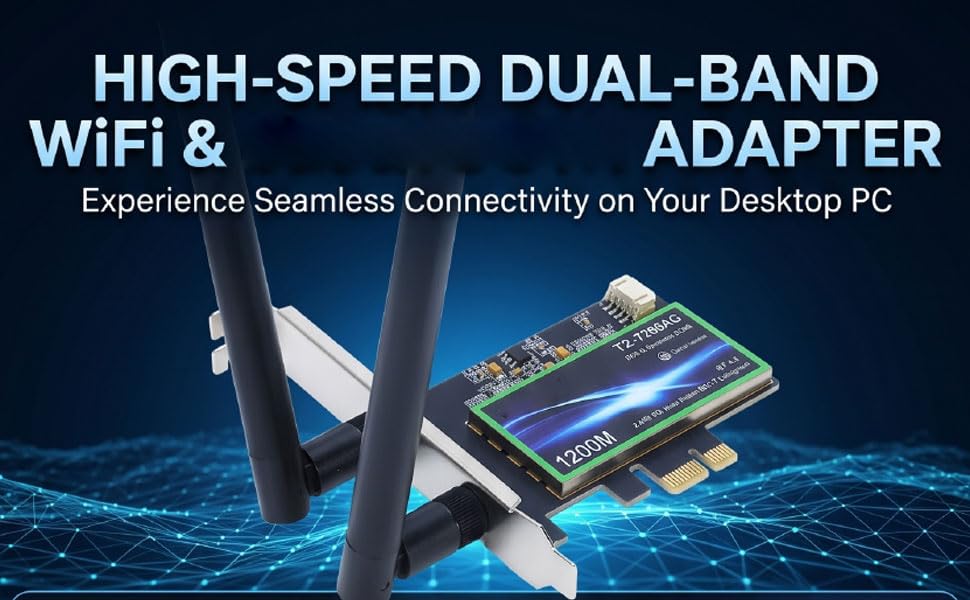 Tarjeta PCIe WiFi Zunate con Bluetooth 4.2, Adaptador de Red Dual Band 802.11AC de 1200Mbps, Doble Antena para PC y Desktop miniatura 2