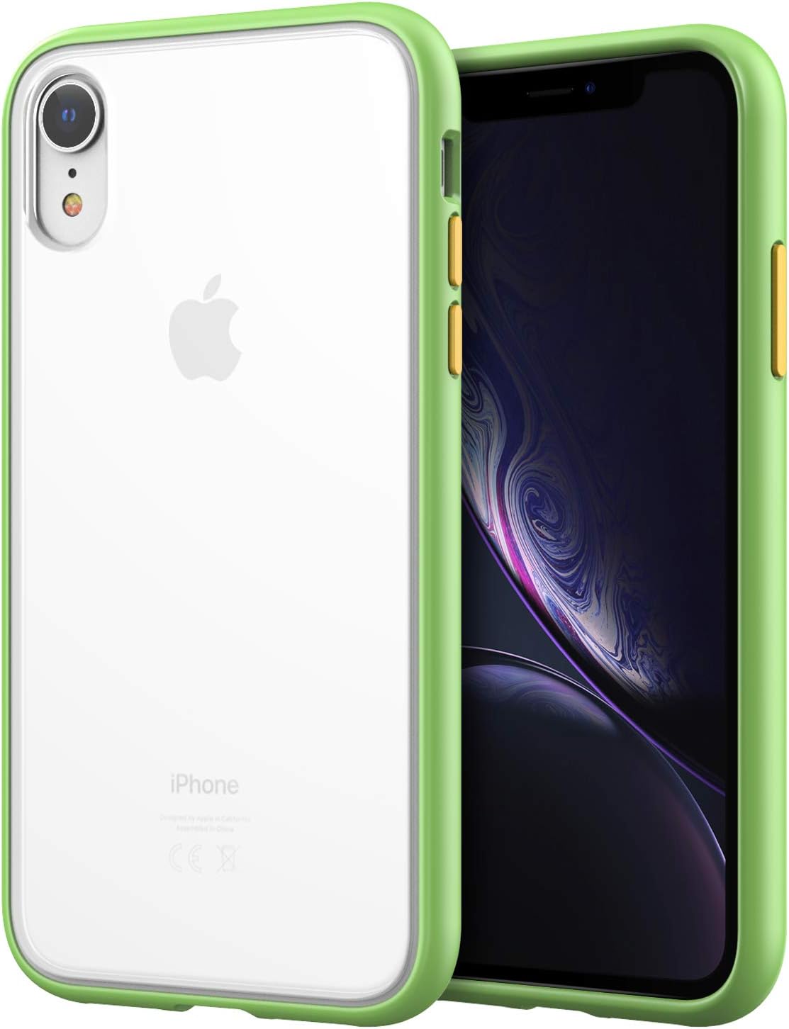 XR Case, Poly-Chromatic Independent Button Matte Finish Back.Shockproof Protective Anti Scratch Cover Case Designed for iPhone XR (Matcha Green)