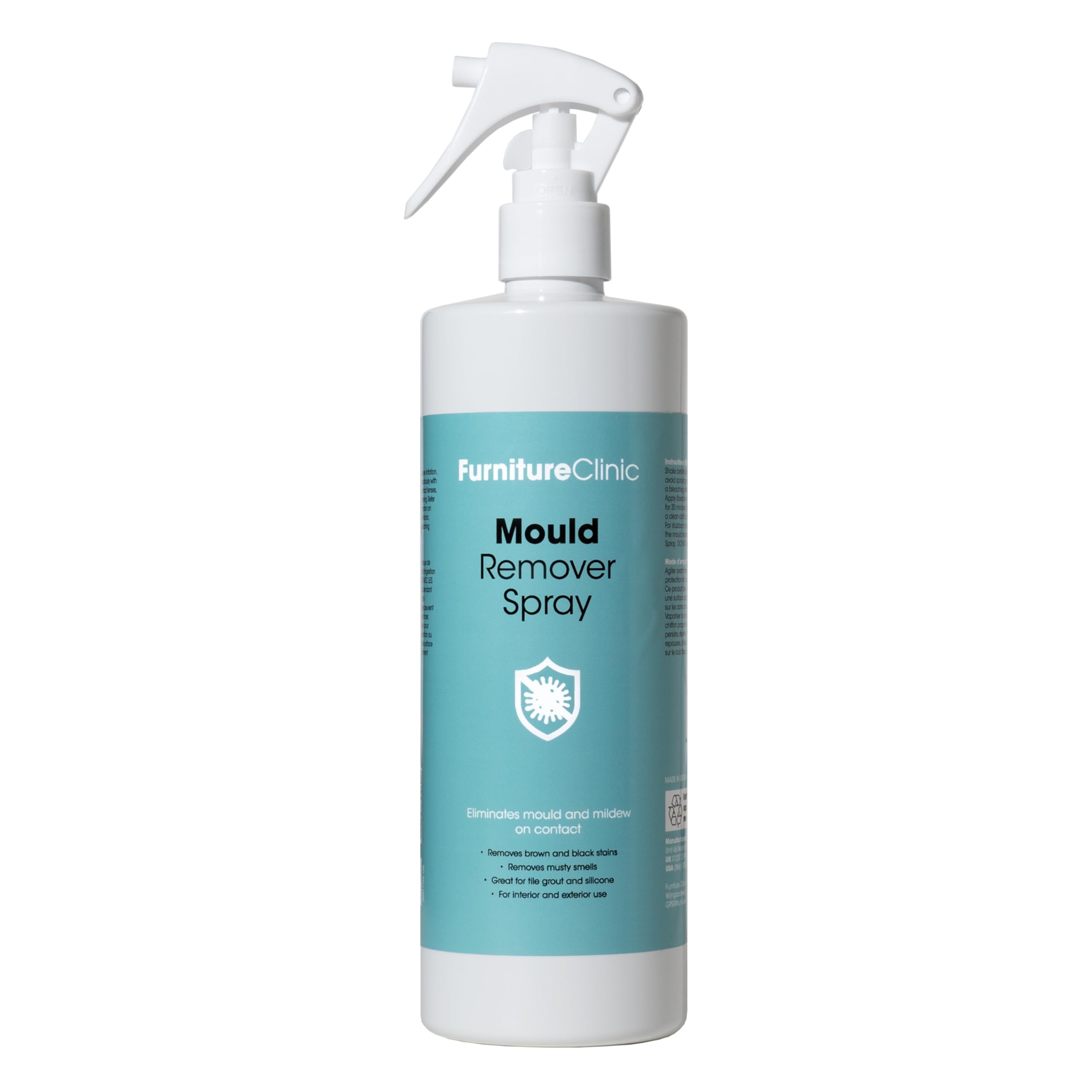 Furniture Clinic Bathroom Mould Remover Spray - Indoor Cleaning of Shower & Bath Grout, Sealant, Tile, Walls & Ceiling - Mould Killer & Mildew Stain Cleaner - Mould Spray for Spore Removal - 500ml