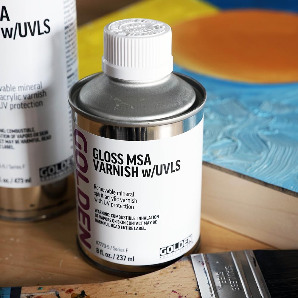 Gloss MSA Varnish w/UVLS by GOLDEN, 32 fl. oz. Can, Professional Acrylic Varnish