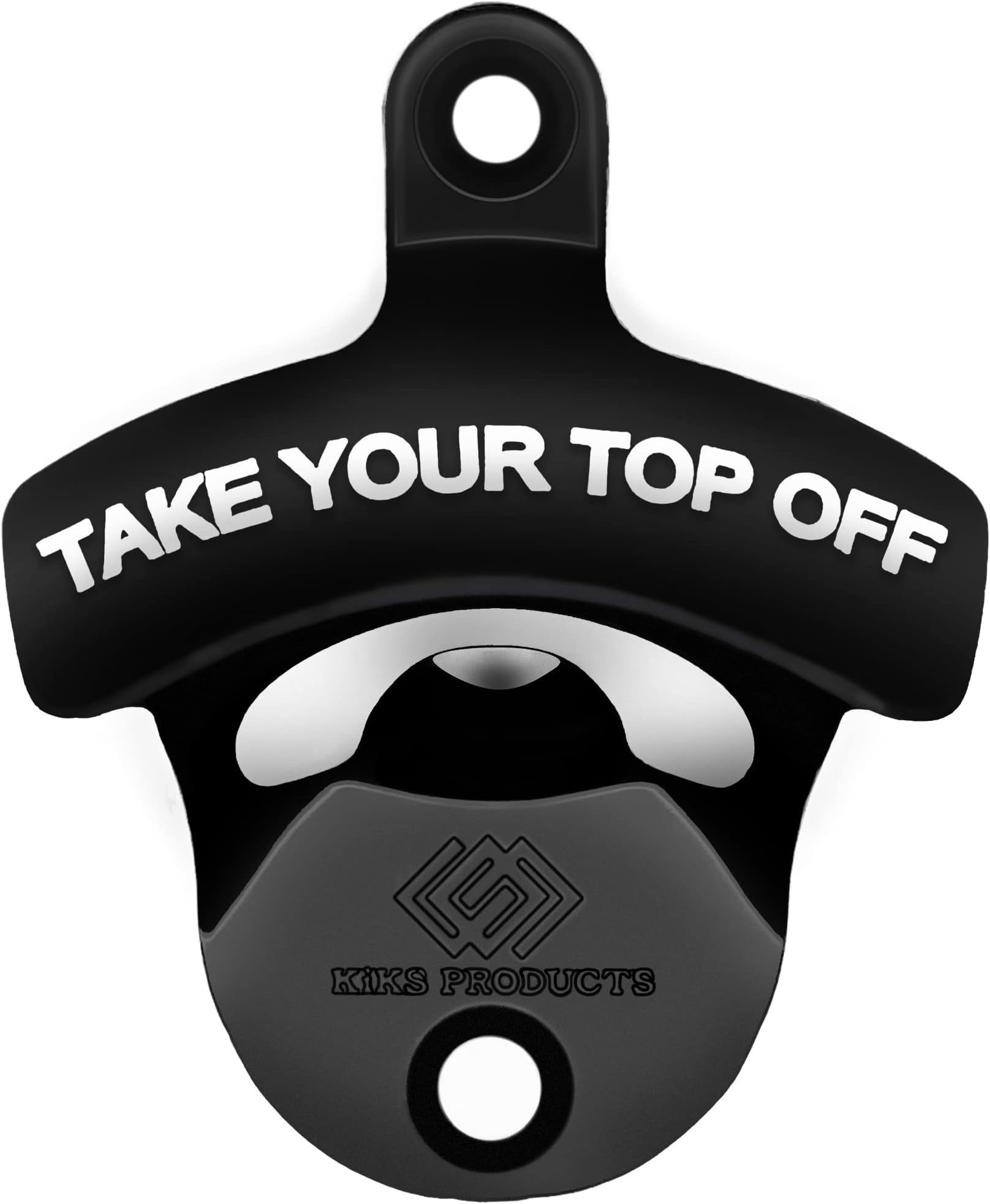 Bottle Opener Wall Mounted - Take Your Top Off opener - Cool &Funny Beer Opener - Perfect for Men, Dad, Boyfriend, Beer Lovers - Durable Black Wall Mounted Beer Accessories