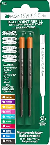 Monteverde - Recambio para bolígrafo Parker de punta media, suave deslizamiento, 2 unidades