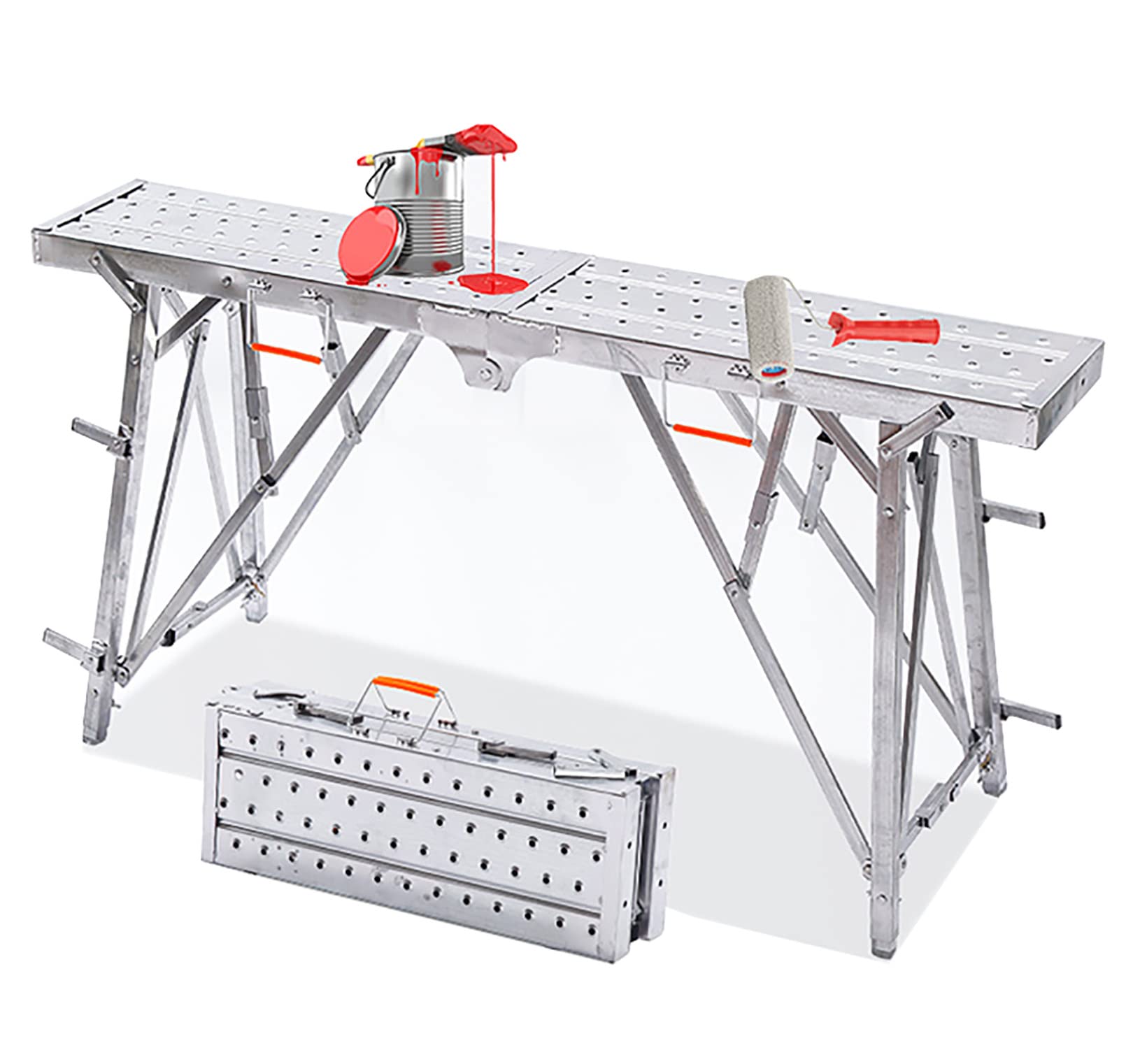 WQPMNYG Folding Work Bench Scaffolding Equipment Multipurpose Step Ladder Drywall Adjustable, 200Kg Load/L:160Cm