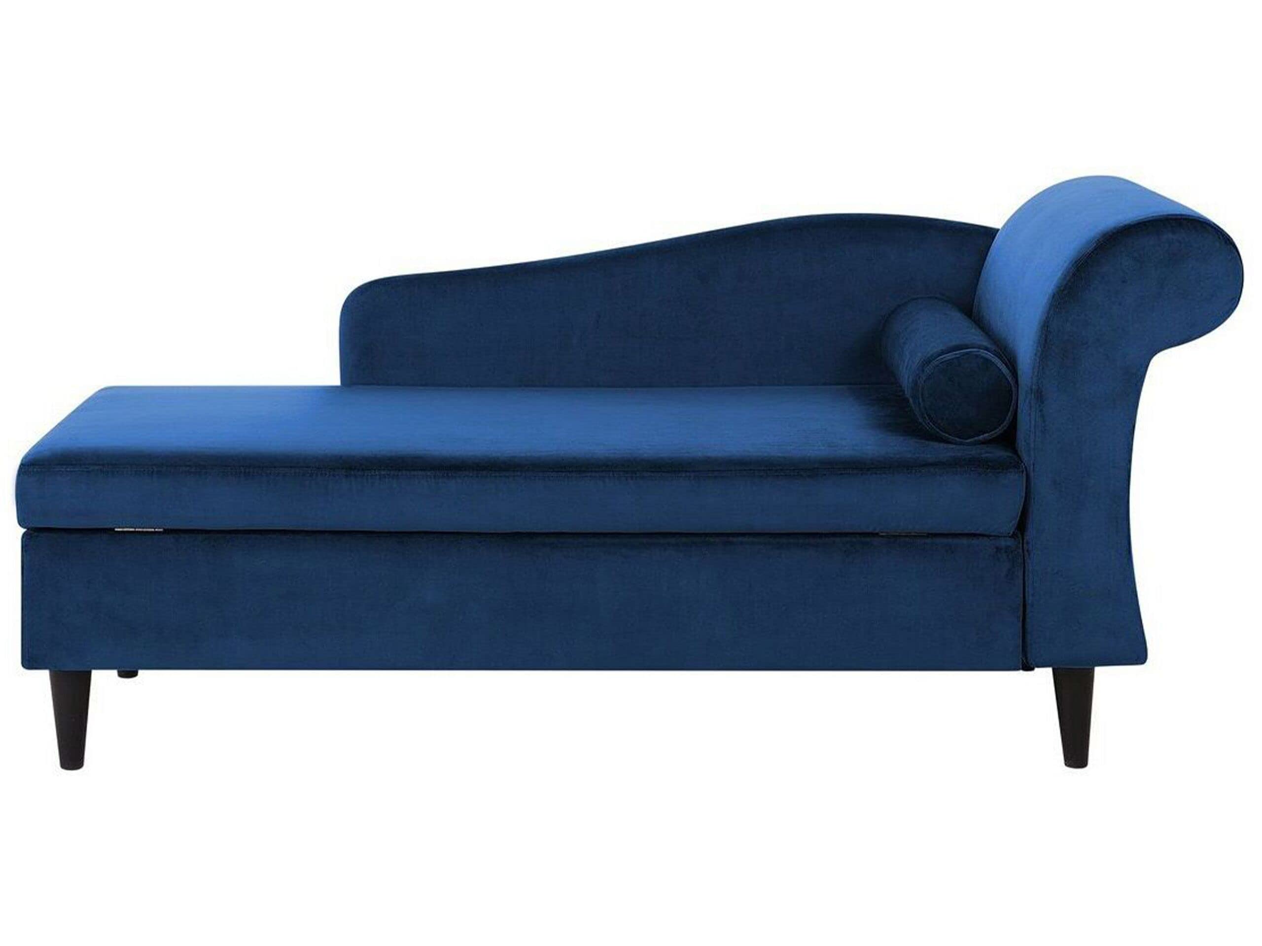 Beliani Living Room Right Hand Velvet Chaise Lounge with Storage Navy Blue Luiro