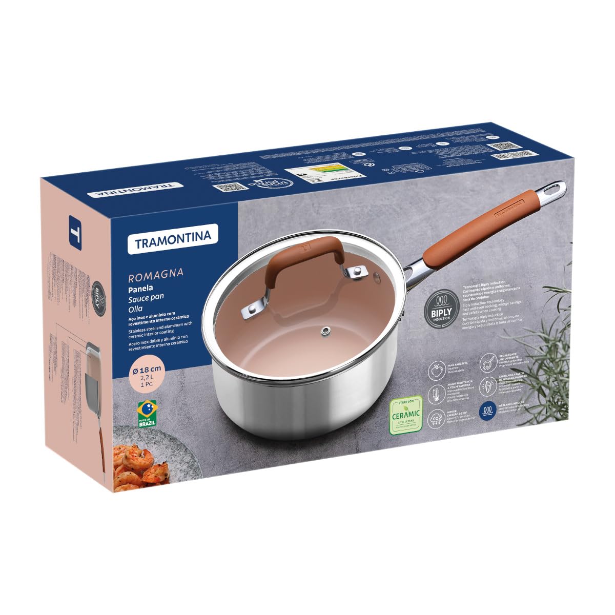 Amazon｜トラモンティーナ セラミック ソースパン 片手鍋 ロマーニャ