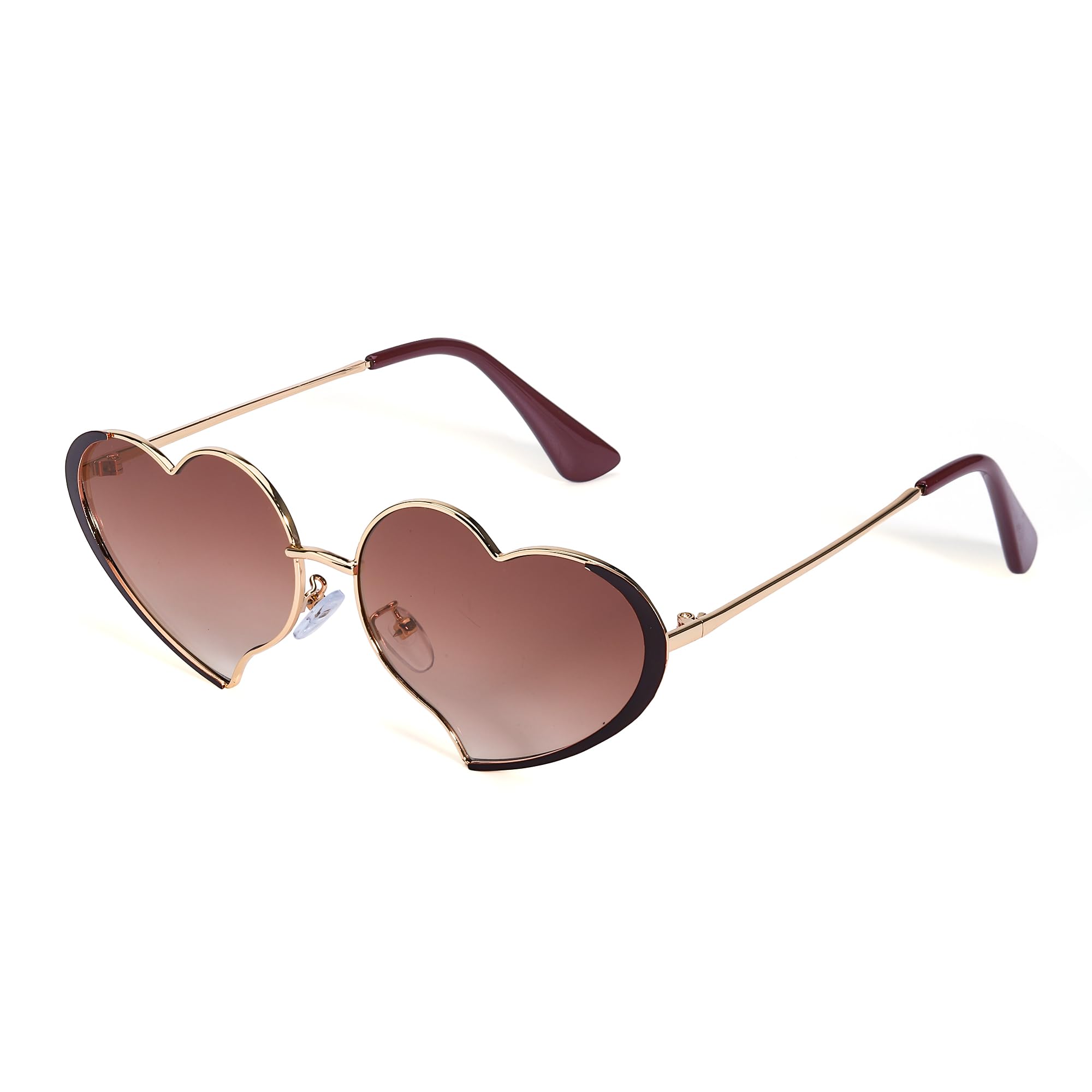 FancyPink Women's Heart Sunglasses - Thin Metal Frame Sun Glasses,Lovely Heart Style Shaped for Party/Music/Outdoors