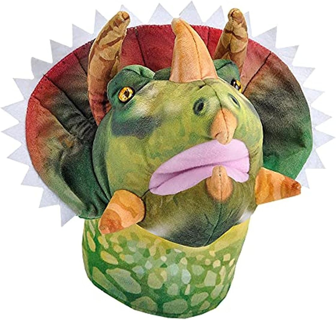 Wild Republic Puppet, Dinosaur, Triceratops, 12 inches, Gift for Kids, Plush Toy, Fill is Spun Recycled Water Bottles