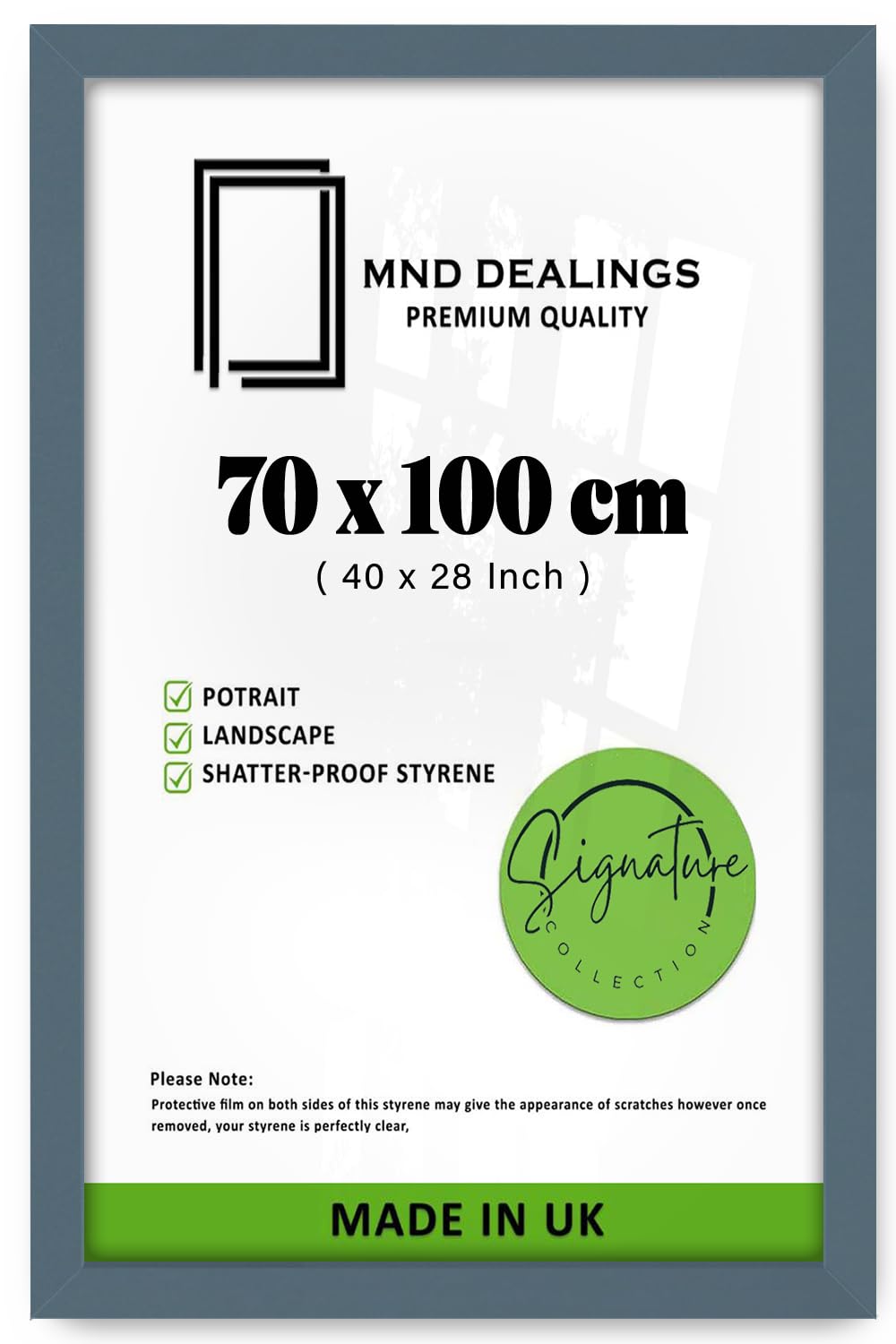 MND Dealings | Luxurious Flat Style Dark Grey 40" x 28" Picture Frame | MDF Wood Frame |(70 x 100 CM) Frame [ Dark Grey ] — image 1