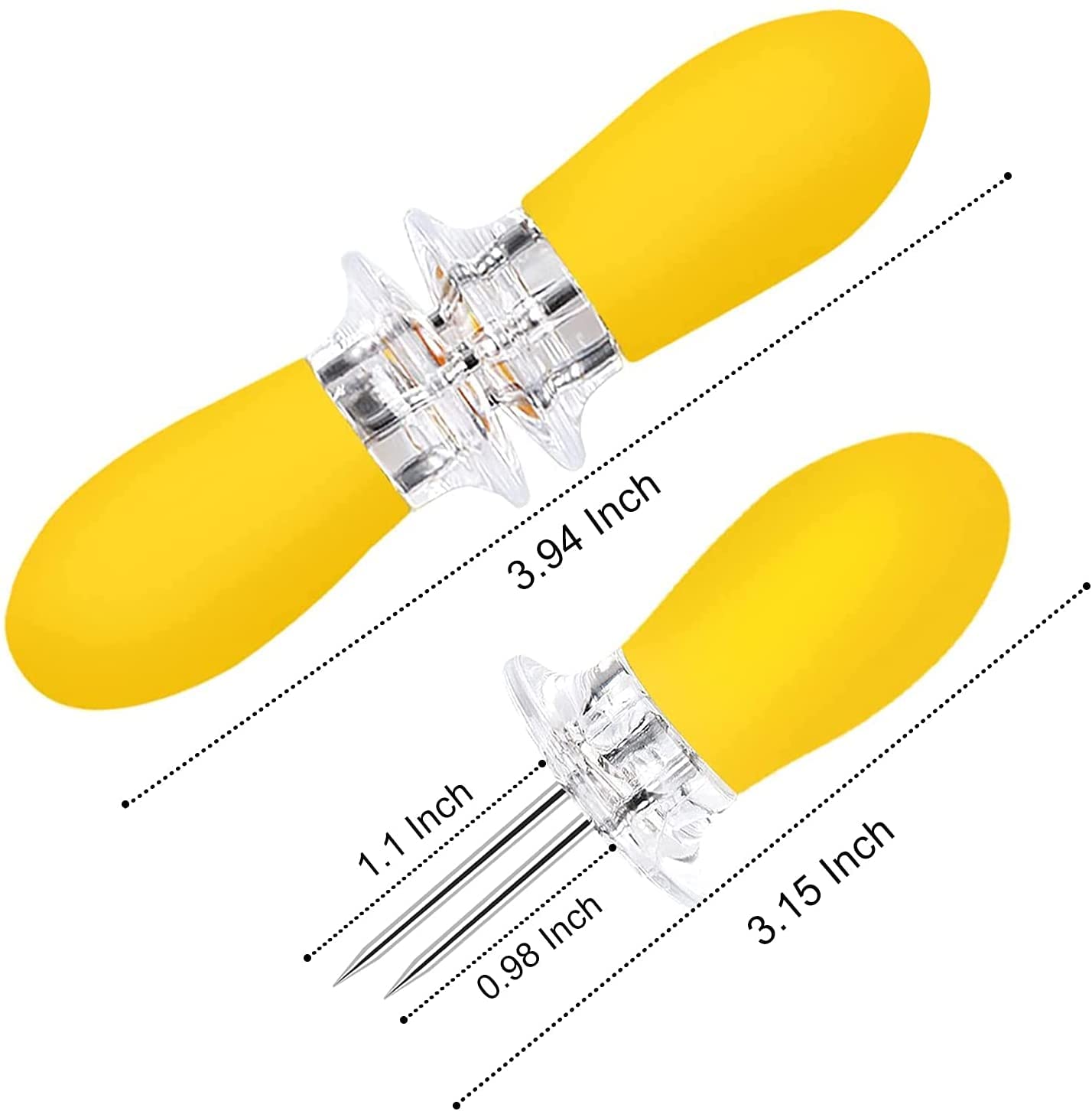 SENZEAL 8 Pezzi Spiedini per Pannocchie in Acciaio Inox Forchette per Mais Supporto per Spiedini di Frutta Griglia per Pannocchie per BBQ Campeggio Picnic Feste Strumento da Cucina Argento