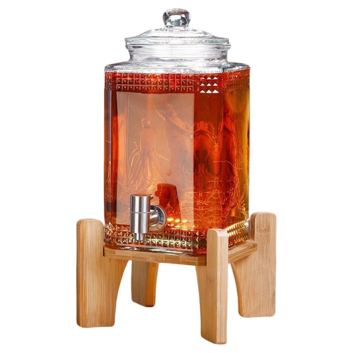 Amazon.co.jp: tangcheng ドリンクサーバー ガラス 冷水筒 大容量 ドリンクディスペンサー 蛇口付き パーティー 家庭用 業務用  ピッチャー ジュース、ビール保存容器 密閉缶 大容量飲料カップ 果実酒 飲料ディスペンサー ビュッフェ (ステンレス蛇口+竹ベース,3L ...