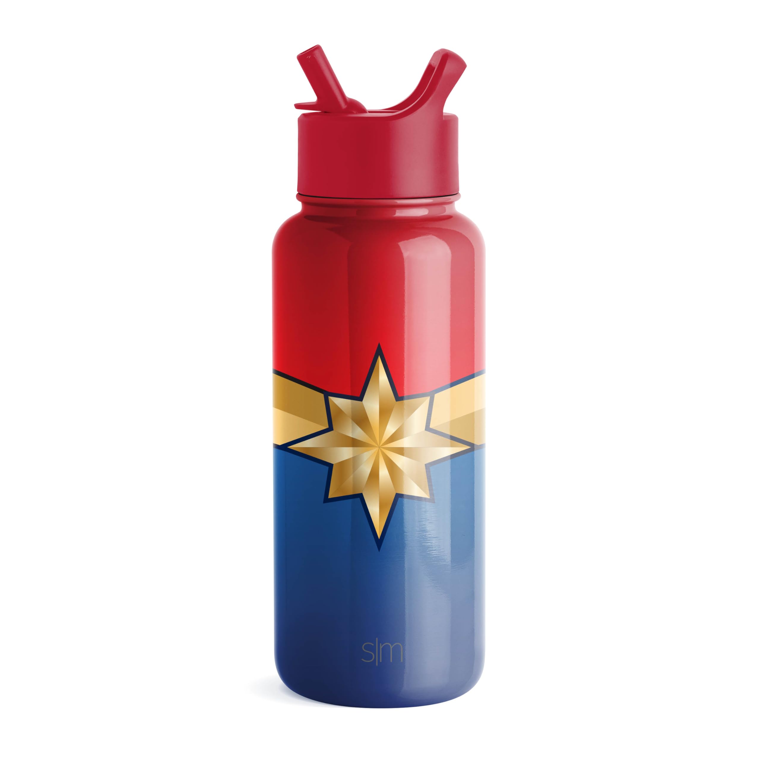 Simple Modern Marvel Water Bottle with Straw Lid Vacuum Insulated Stainless Steel Metal Thermos | Gifts for Women Men Reusable Leak Proof Flask | Summit Collection | 32oz Captain Marvel