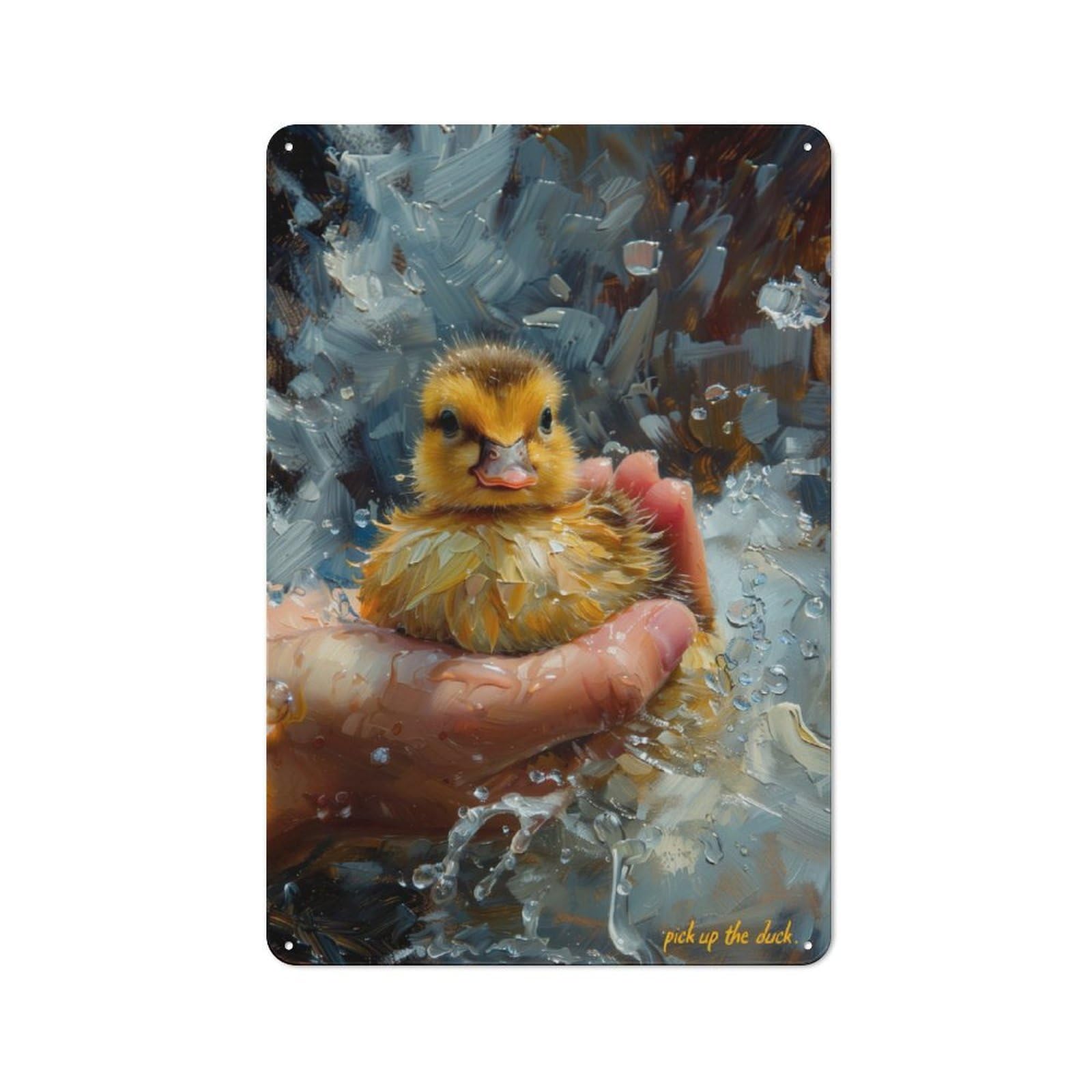 Junmoney Pick Up The Duck Meme Vintage Metal Plaque 30X20cm Featuring For Garage Wall, For People Furnishing A Garage