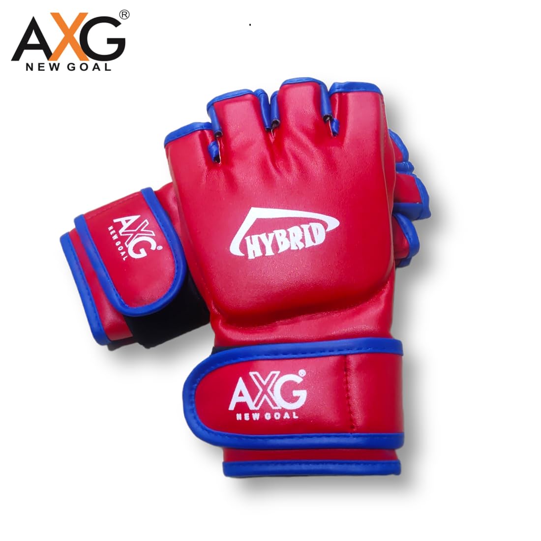 AXG NEW GOAL Premium Eva Padded (Medium for Age 10 to 15) Hybrid Head Guard & Gloves MMA Guard Combo (Red) 4