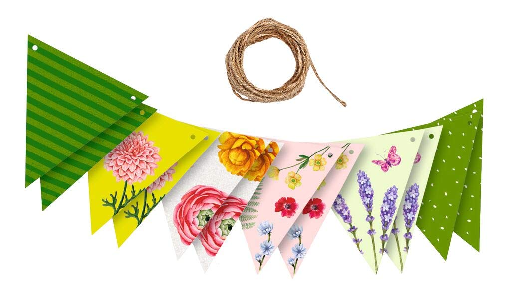 Moses Decorative garland for the garden bunting for decoration at garden parties or other parties in colourful leaf and flower design.