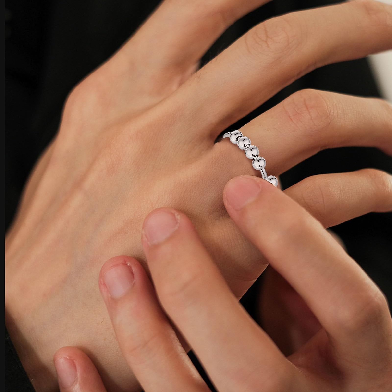 INFUSEU Anello Antistress, Perline Anelli Anti-Stress Fidget Regolabili Spinner Anti Ansia Impilabili Ruota Liberamente Anello Anxiety Stili Multipli Regali per Donna Ragazza