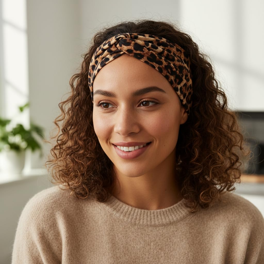 Future Tabs Animal Print Wide Bandana Knot Headband - Leopard print | Head Hair Wrap Cloth For Men & Women | Stretchable & Comfortable Headbands For Yoga, Jogging and Gym-image-16