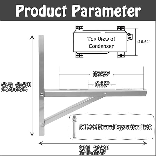 Miniatura 7 de lukar Soporte de montaje en pared para exteriores para 9000-36000 BTU Universal Mini Split sin conductos Aire Acondicionado Bombas de calor,