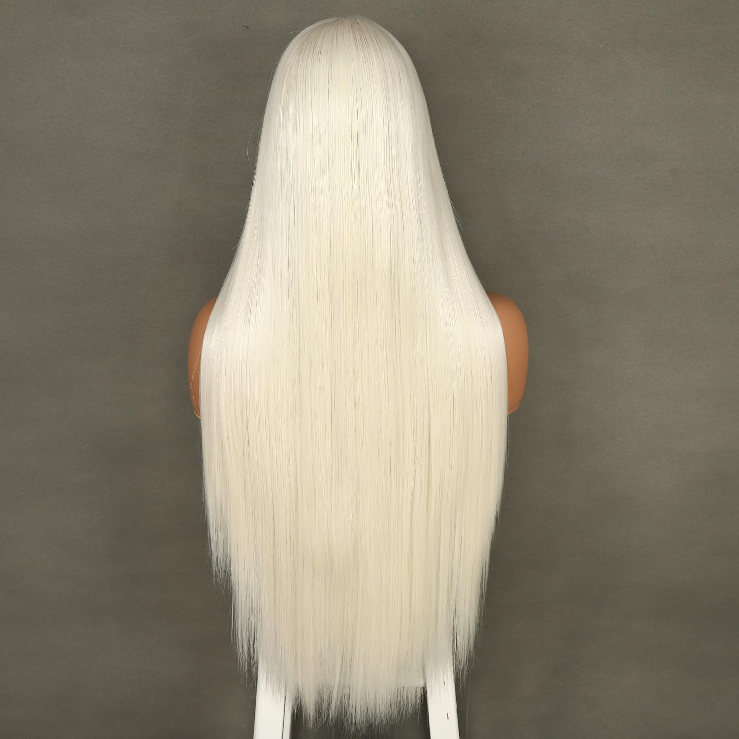 Sapphirewigs Gerade Perücke für Frauen 13x3 Spitze Front Perücken Weiß Blonde Freies Teil Synthetische Haare 150% Dichte Hitzebeständige 26inch