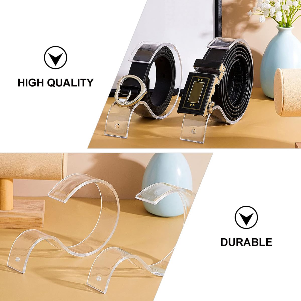 Outanaya S-förmige Gürtel Displayhalter mit Glatter Oberfläche ohne Grate 10 Stück aus Transparentem Acryl zur Aufbewahrung und Präsentation für Gürtelgeschäfte und Heimgebrauch