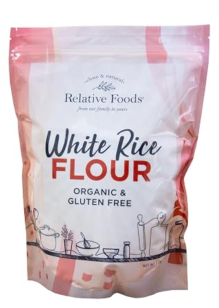 Relative Foods Long Grain White Rice flour gluten Free. 48 oz - Vegan, Organic White Rice for Healty baking - Unique gluten Free flour - Perfect Baking Flour