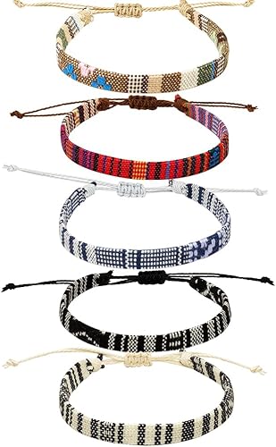 Miniatura 6 de 5pcs Surfer Beach Bracelet Set Men and Women Bracelets For Men Handmade Boho Bracelets Jewelry Wrap Bracelets Waterproof Adjustable MenS And WomenS