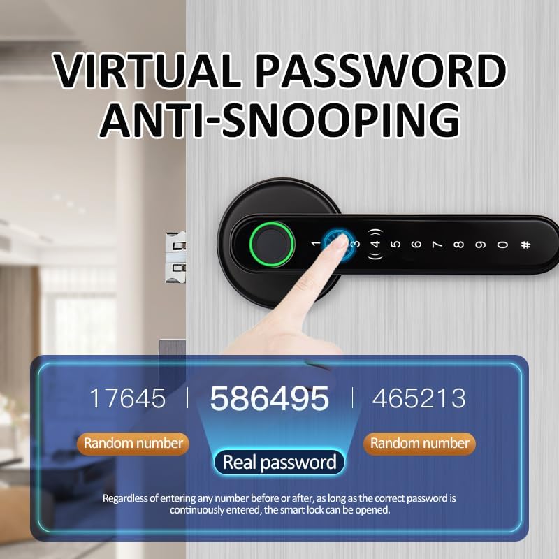 Miniatura 4 de GOLDENKEY Cerradura de puerta de huellas dactilares,Cerrojo electrónico,Cerradura de puerta sin llave,Cerradura de puerta biométrica,Cerradura de