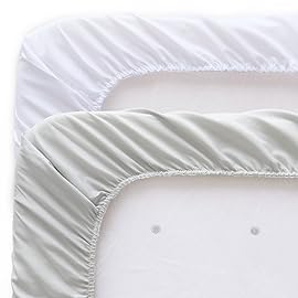 Baby Bassinet Sheets 4 Pack Compatible with 33 x 20 Dream On Me Traveler/Skylar/Lotus Bassinet Bedside Sleeper, Ultra Soft & Skin-Friendly, Grey and White