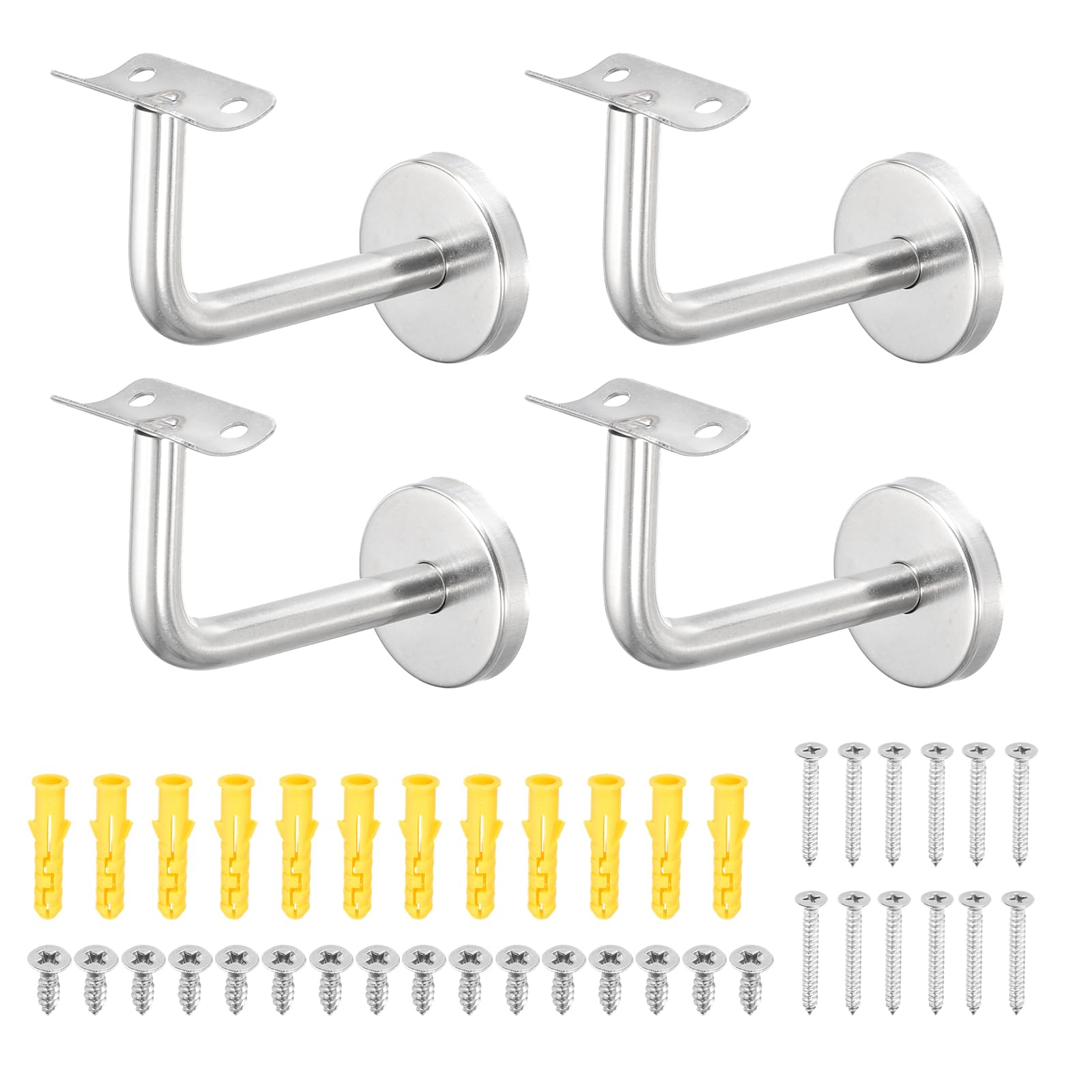 Support de main courante mural en inox 9,9 x 6,3 cm pour rampe escalier avec vis - 4 pièces