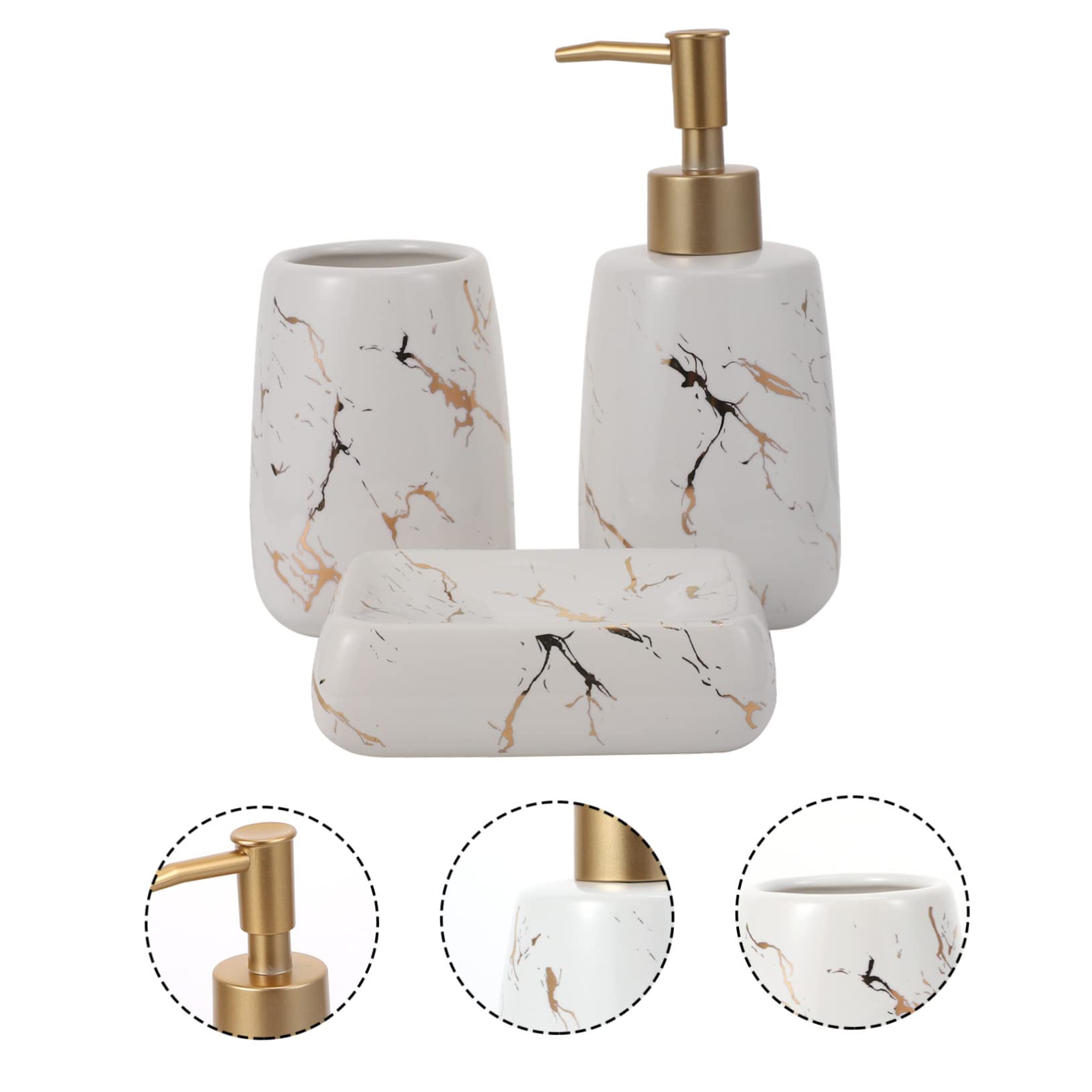 Juego de Accesorios de Baño de 3 Piezas en Cerámica Color Blanco