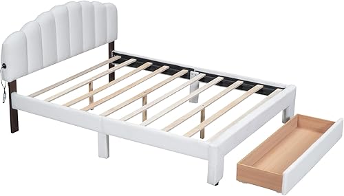 Vista 37 de Cama tapizada de tamaño matrimonial con cabecera de terciopelo con patrón de flores (pasta de frijoles rojo-full2col)