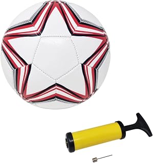 Balón de fútbol de entrenamiento o partido, color blanco con estrella, tamaño 5, con bomba portátil