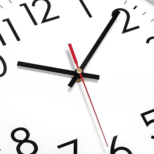 Miniatura 5 de Lumuasky Reloj de pared, silencioso sin tictac, de 12 pulgadas, de cuarzo, funciona con pilas, reloj de pared analógico redondo para aula, escuela,