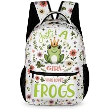 Frog Backpack for Kids Girls Boys, 17 in Bookbag | 900D nylon | All-over print design | Tear & abrasion resistant | Premium feel | Vibrant | Heavy daily use