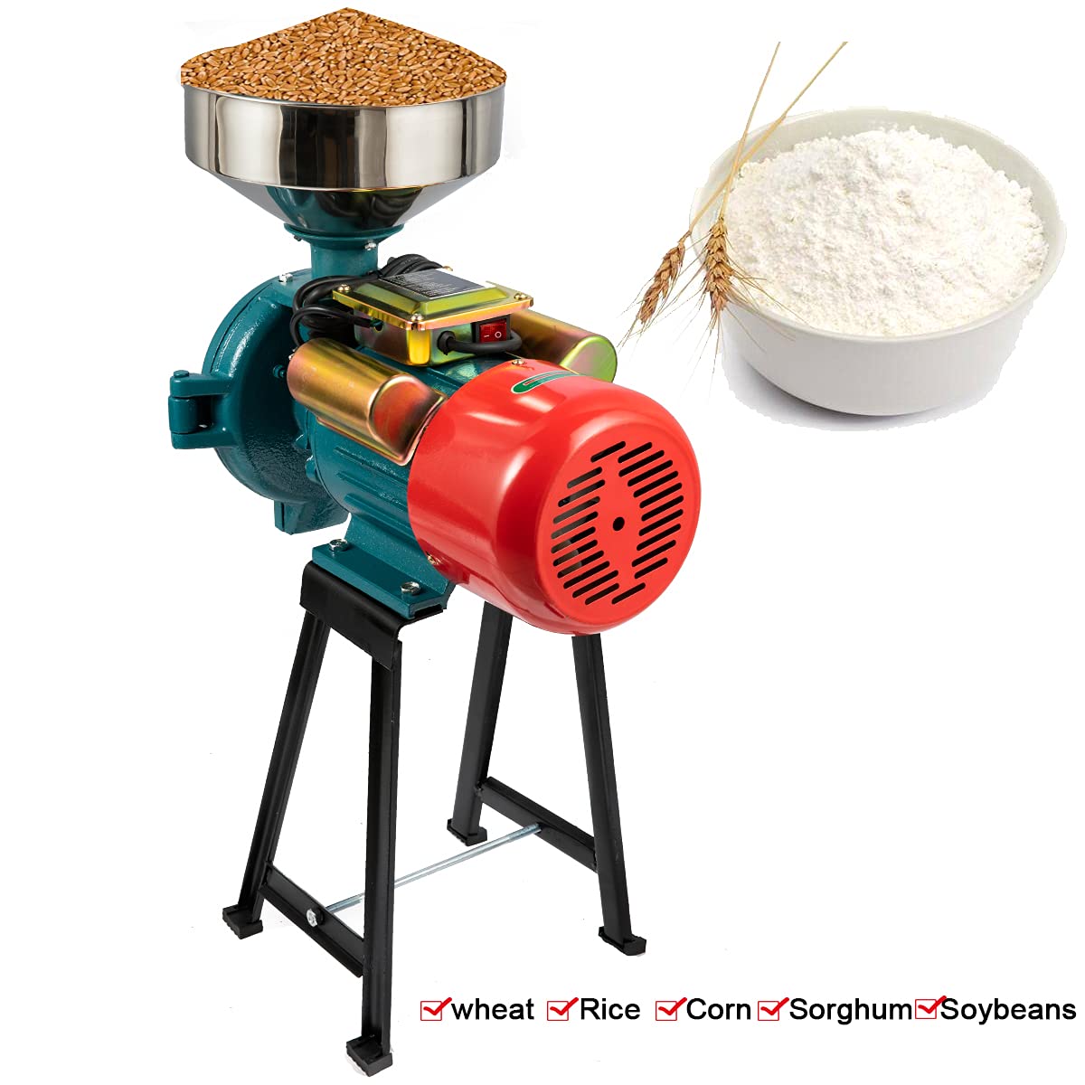 YILIKISS Grain Mill Grinder Electric Grain Grinder Dry and Wet Grain